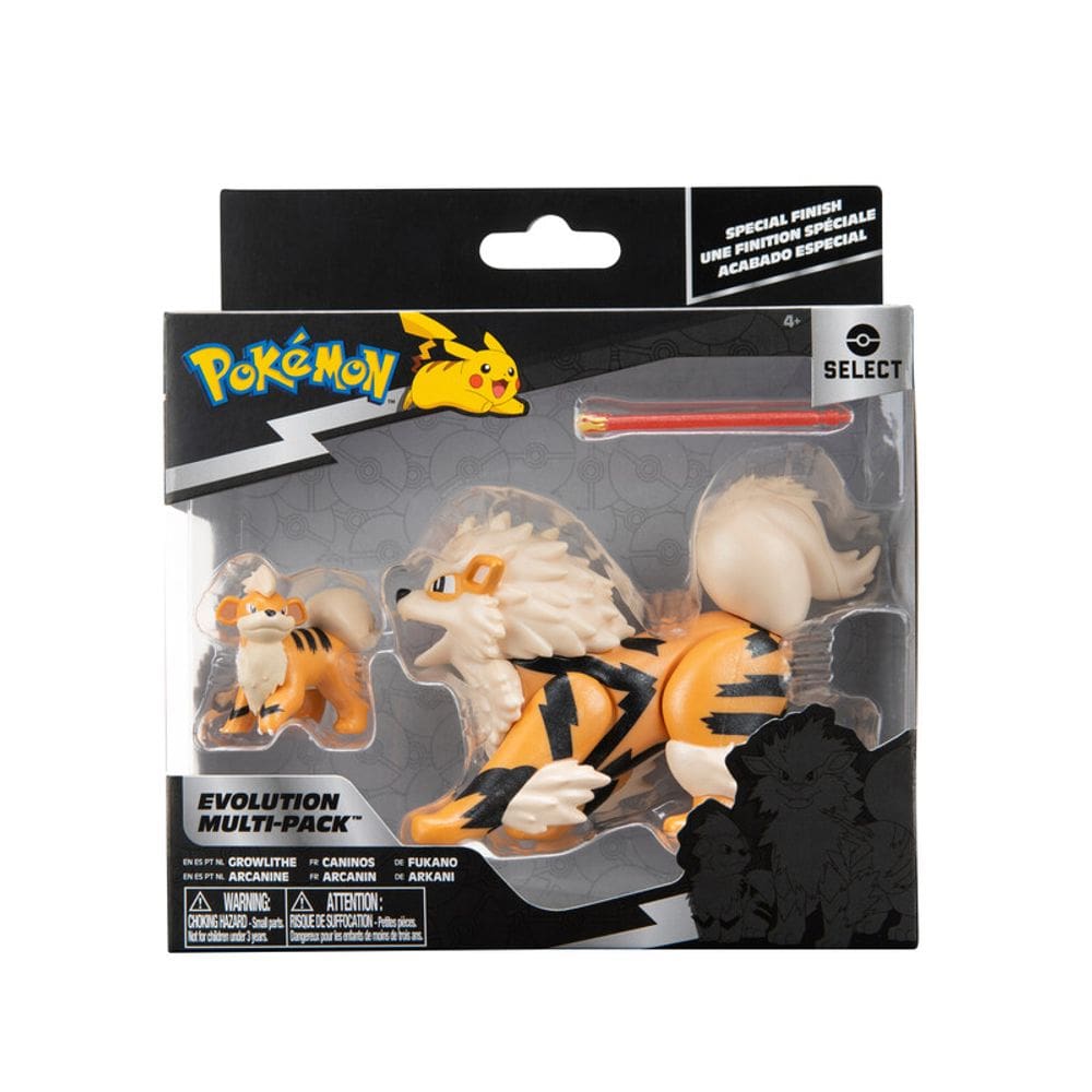 Pokemon - Pack De Evolução 2 Bonecos Growlithe E Arcanine
