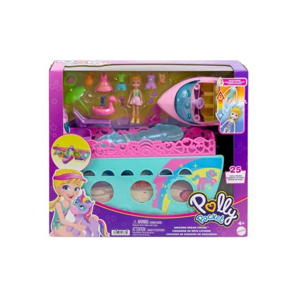 Boneca - Polly Conjunto de Brinquedo Barco Unicornio MATTEL