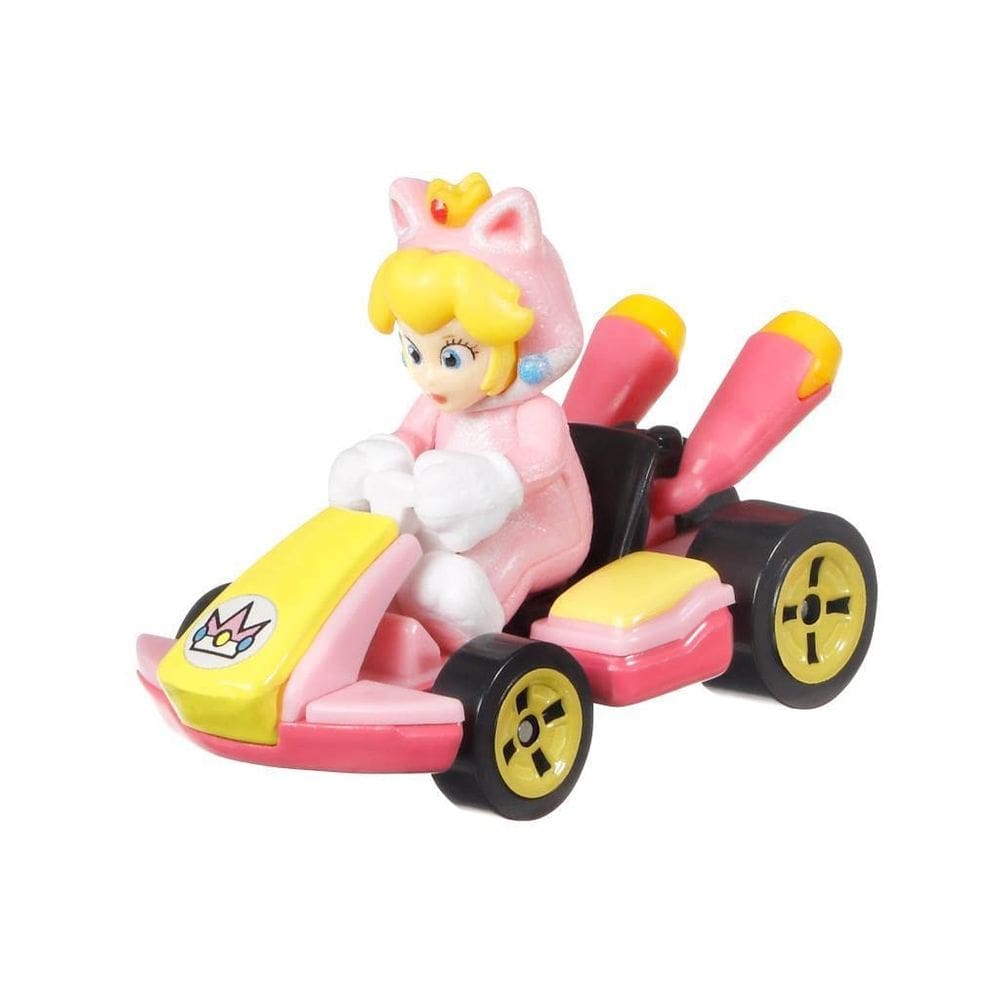 Toy Hot Wheels Mario Kart Cat Peach fundido sob pressão em escala 1:64