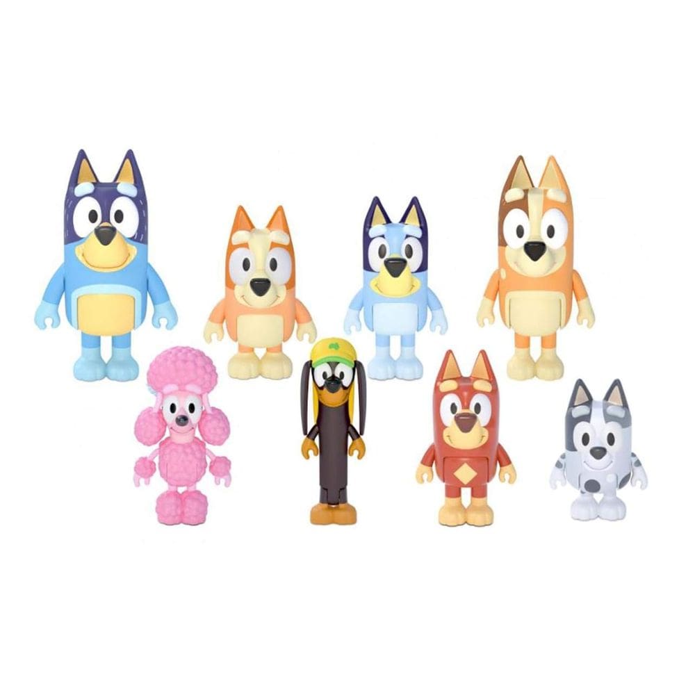 Bonecos de ação Akedo BLUEY para família e amigos, pacote com 8