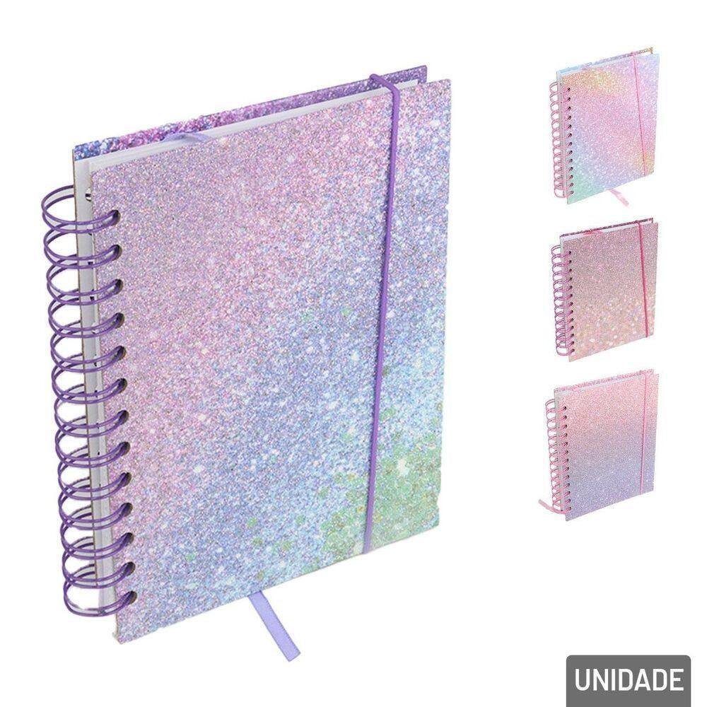 Agenda Permanente 322 Fl Espiral Glitter Color - Tudo Em Caixa