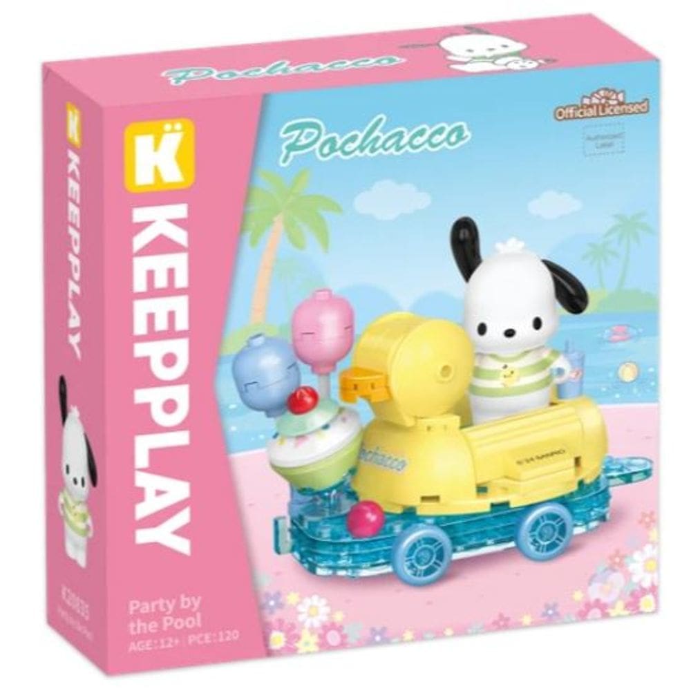 Bloco de Montar Keepplay Festa na Piscina Pochaco Hello Kitty e Amigos