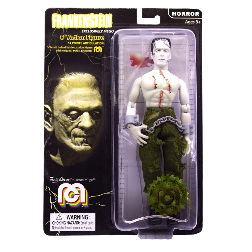 Boneco de ação Mego Frankenstein 8” com pontos pintados