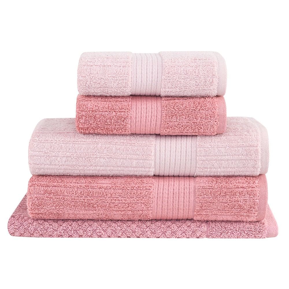 Jogo Toalhas Banhão Buddemeyer 5p Fio Penteado Rosa 0133