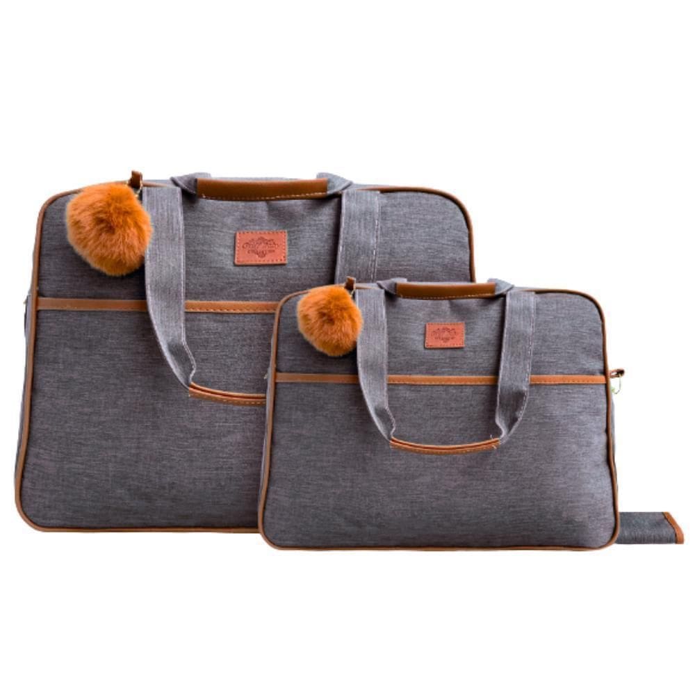 Kit Bolsas Bebê Mave Baby Classic Premium Cinza E Marrom