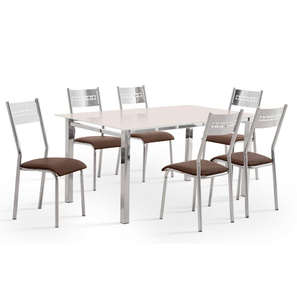 Jogo de Mesa Aço Nobre Ortencia com 6 Cadeiras