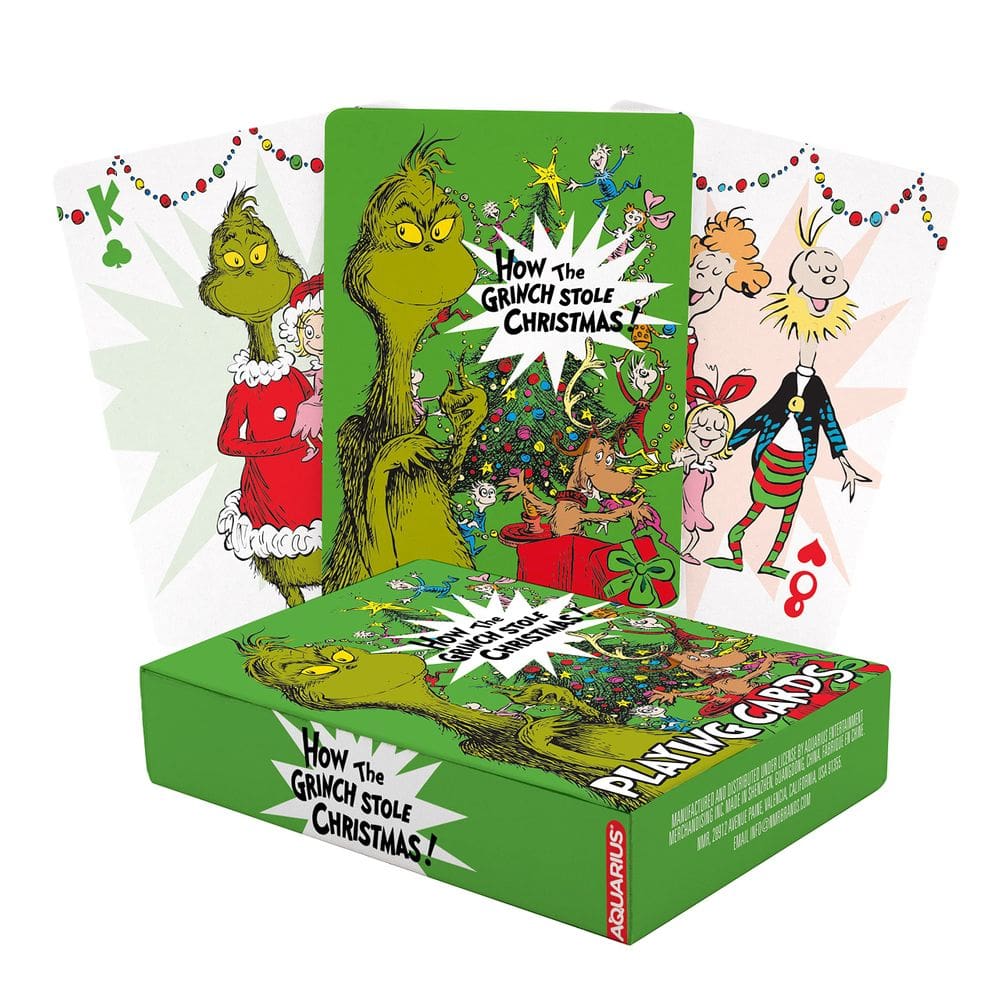 Cartas de baralho AQUARIUS Grinch Deck Poker Size com acabamento em linho