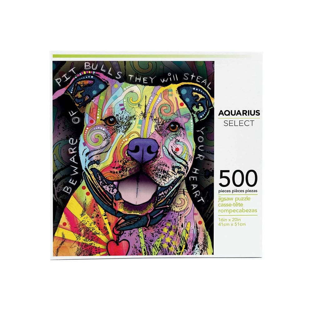Quebra-cabeça AQUARIUS Dean Russo Beware Pit Bull 500 peças