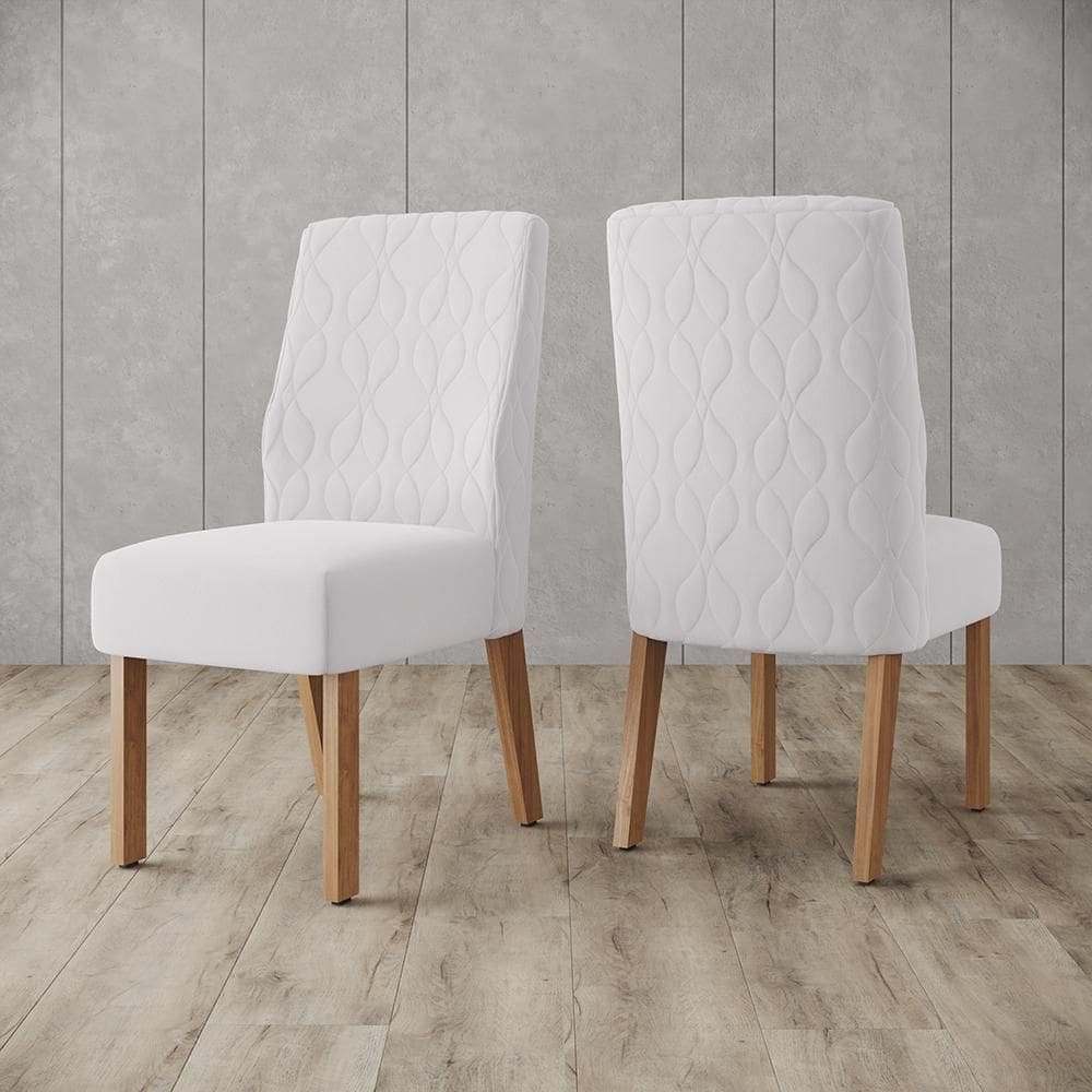 Kit Conjunto 2 Cadeiras para Mesa Sala de Jantar Cozinha Ayla Estofada MDF Madeira Cinza Gelo