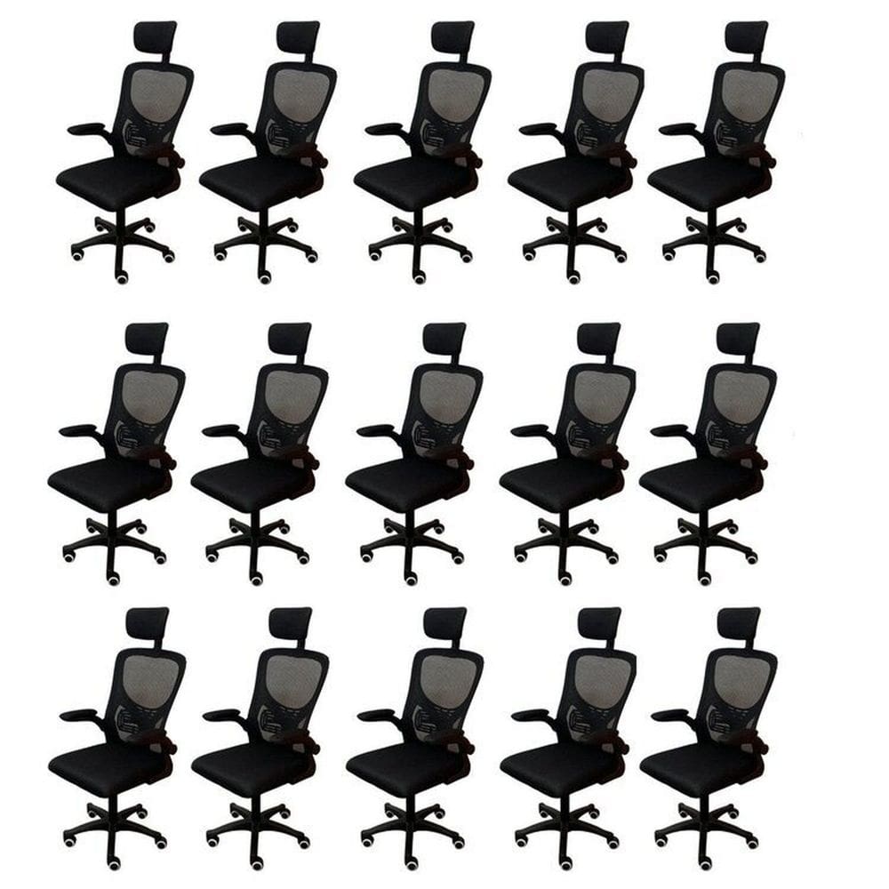 Kit 15 Cadeiras Escritório Presidente Tela Mesh Bogotá Preto