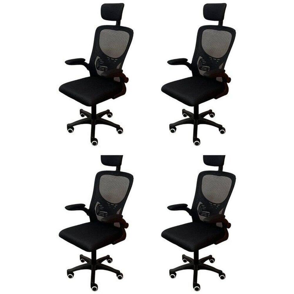 Kit 4 Cadeiras Escritório Presidente Tela Mesh Bogotá Preta