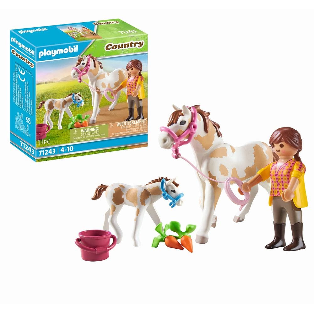 Cavalo de brinquedo Playmobil com potro