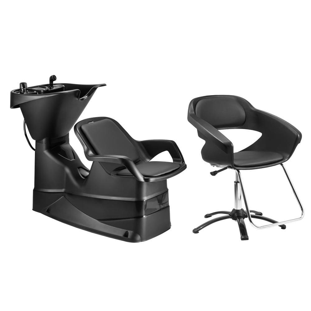 Kit Lavatório De Cabelo Cadeira Primma Dompel Salão Preto