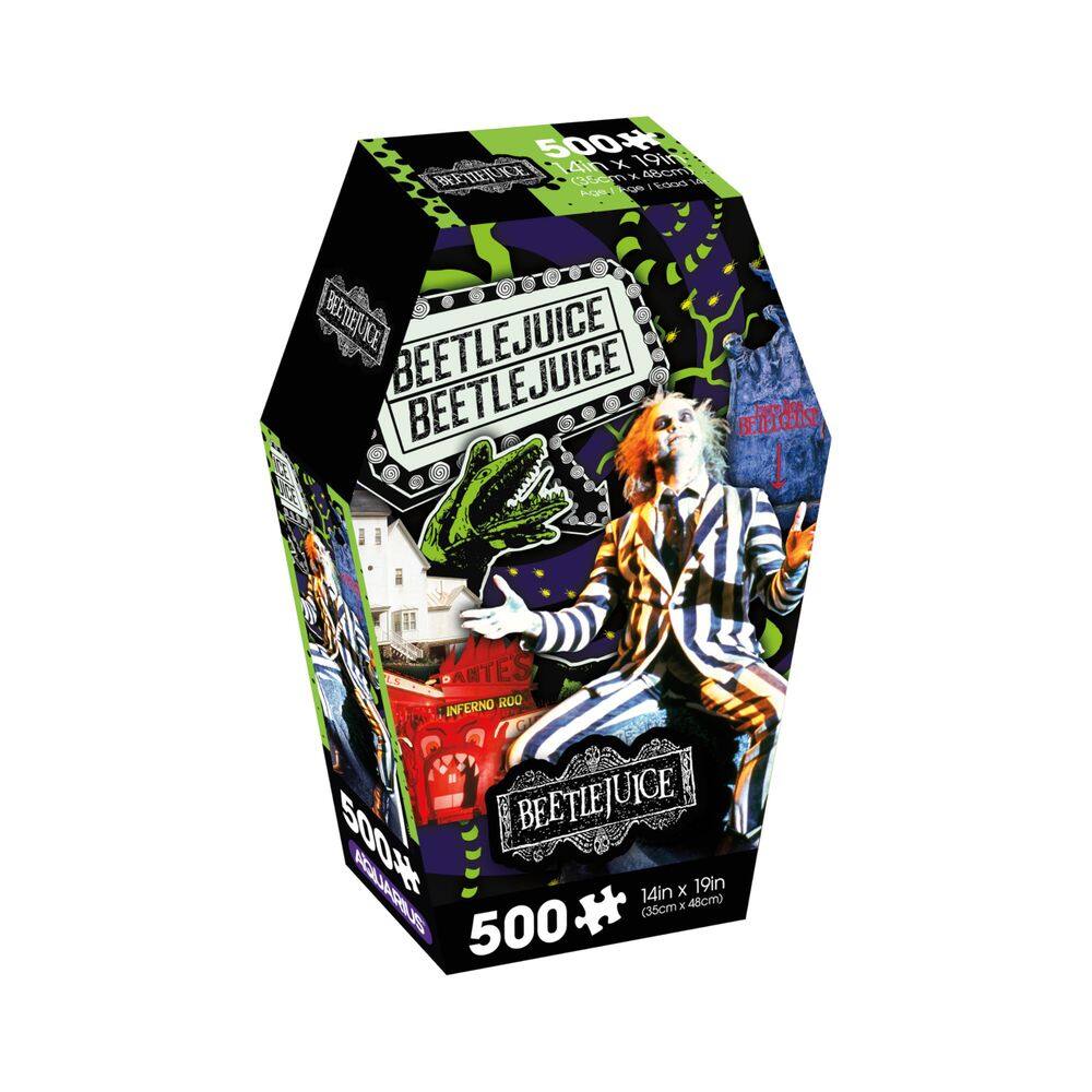 Quebra-cabeça AQUARIUS Beetlejuice 500 peças em caixa de caixão
