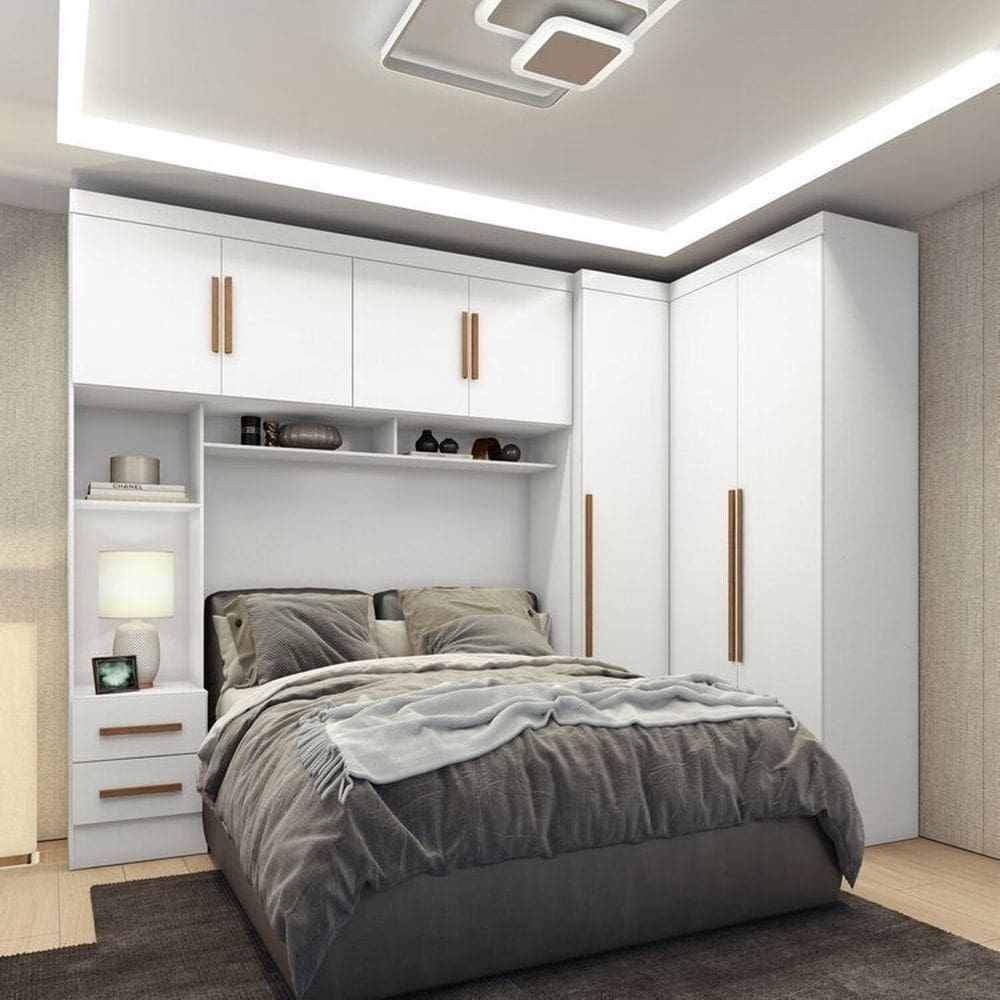 Guarda-roupa Modulado 3 Peças 3 Portas 3 Gavetas com Maleiro Smart Plus Branco