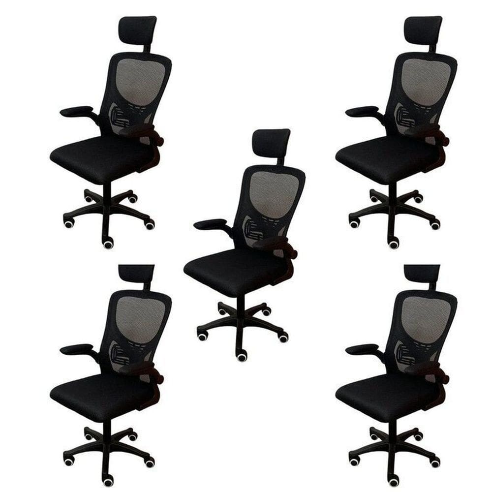 Kit 5 Cadeiras Escritório Presidente Tela Mesh Bogotá Preta