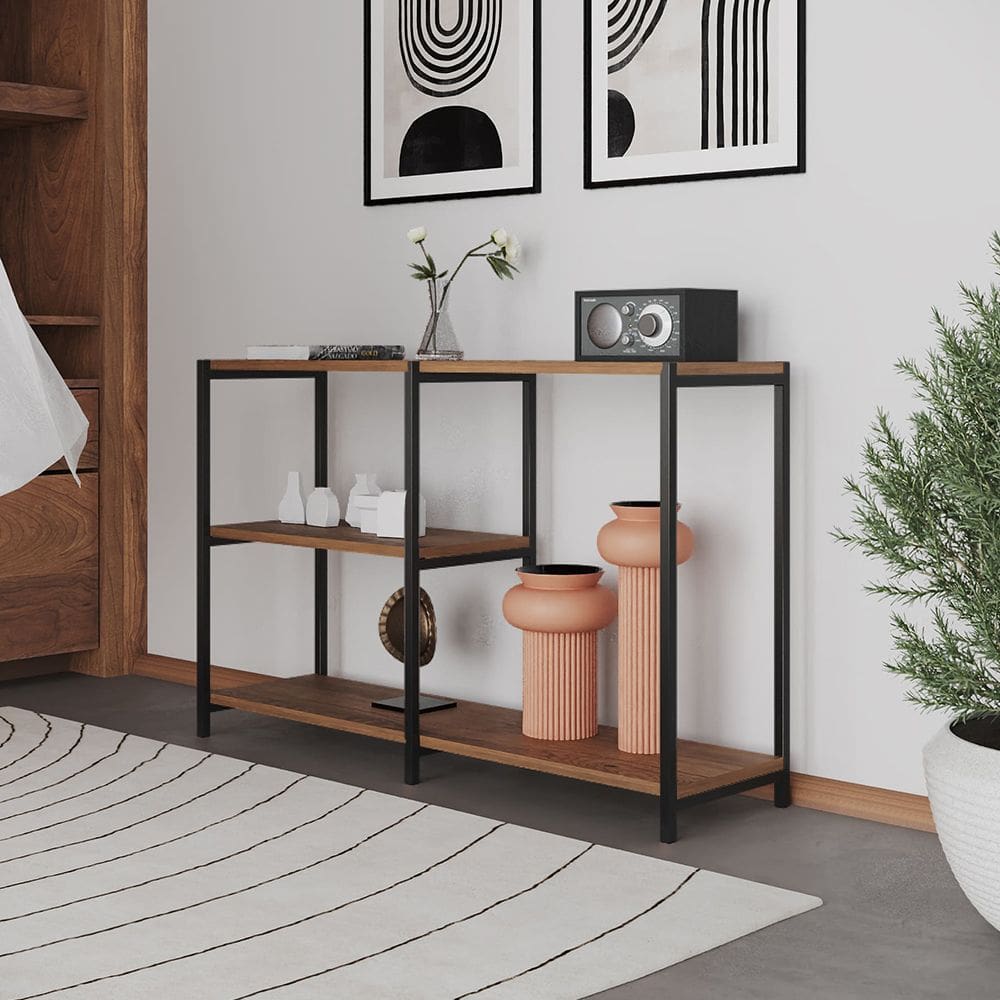 Aparador Industrial Artesania Preto e Imbuia 120cm