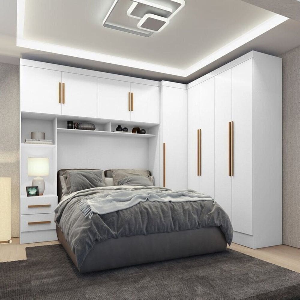 Guarda-roupa Modulado Casal 3 Peças 5 Portas 5 Gavetas com Maleiro Smart Plus Branco