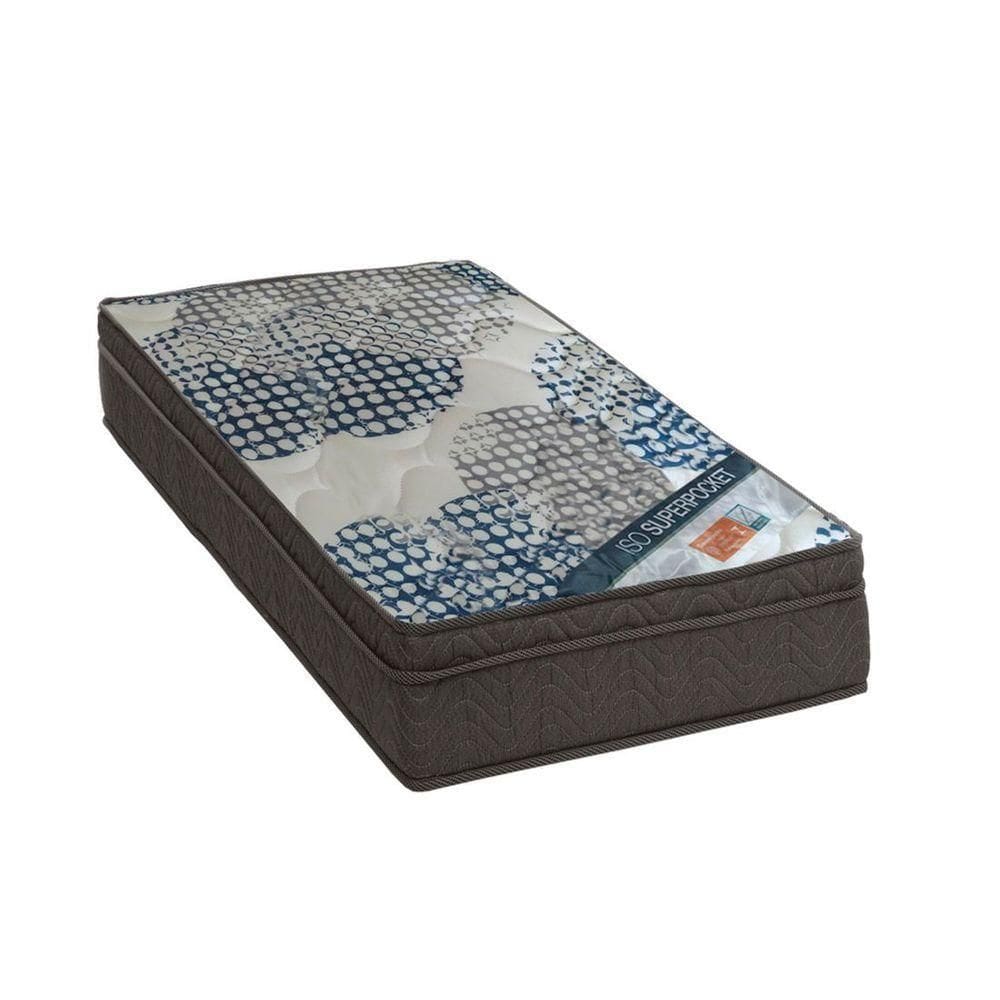 Cama Box Bege E Colchão Iso Molas Ensacadas Molas Ensacadas Solteiro Ortobom