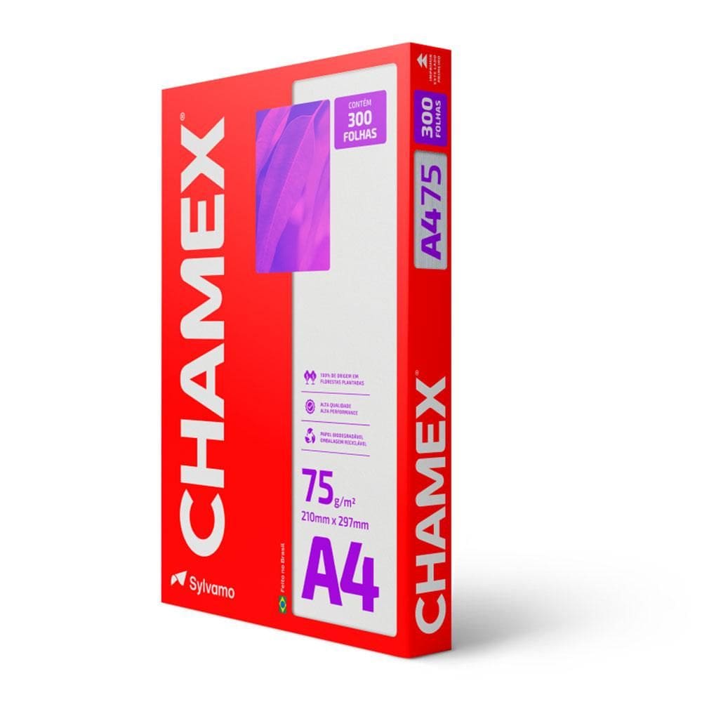 Papel sulfite A4 75g 210x297 com 300 fls Chamex