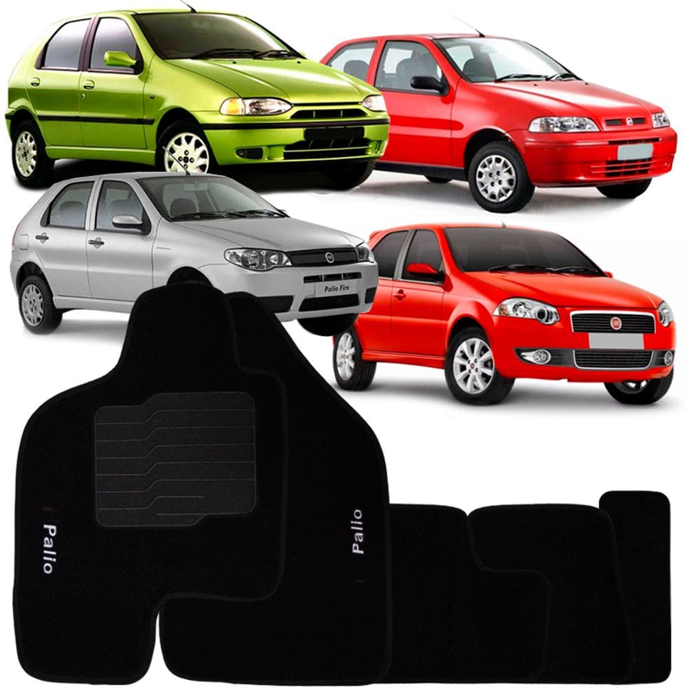 Jogo de Tapete Automotivo Carpete Fiat Palio G1 G2 G3 G4 1996 à 2011 Soft Logo Bordado 5 Peças