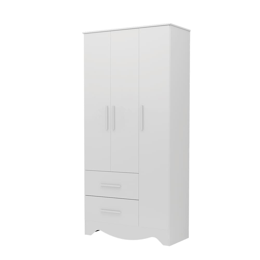 Armário Bebê Popy Retrô 3 Portas Lisa Plus Branco Peroba