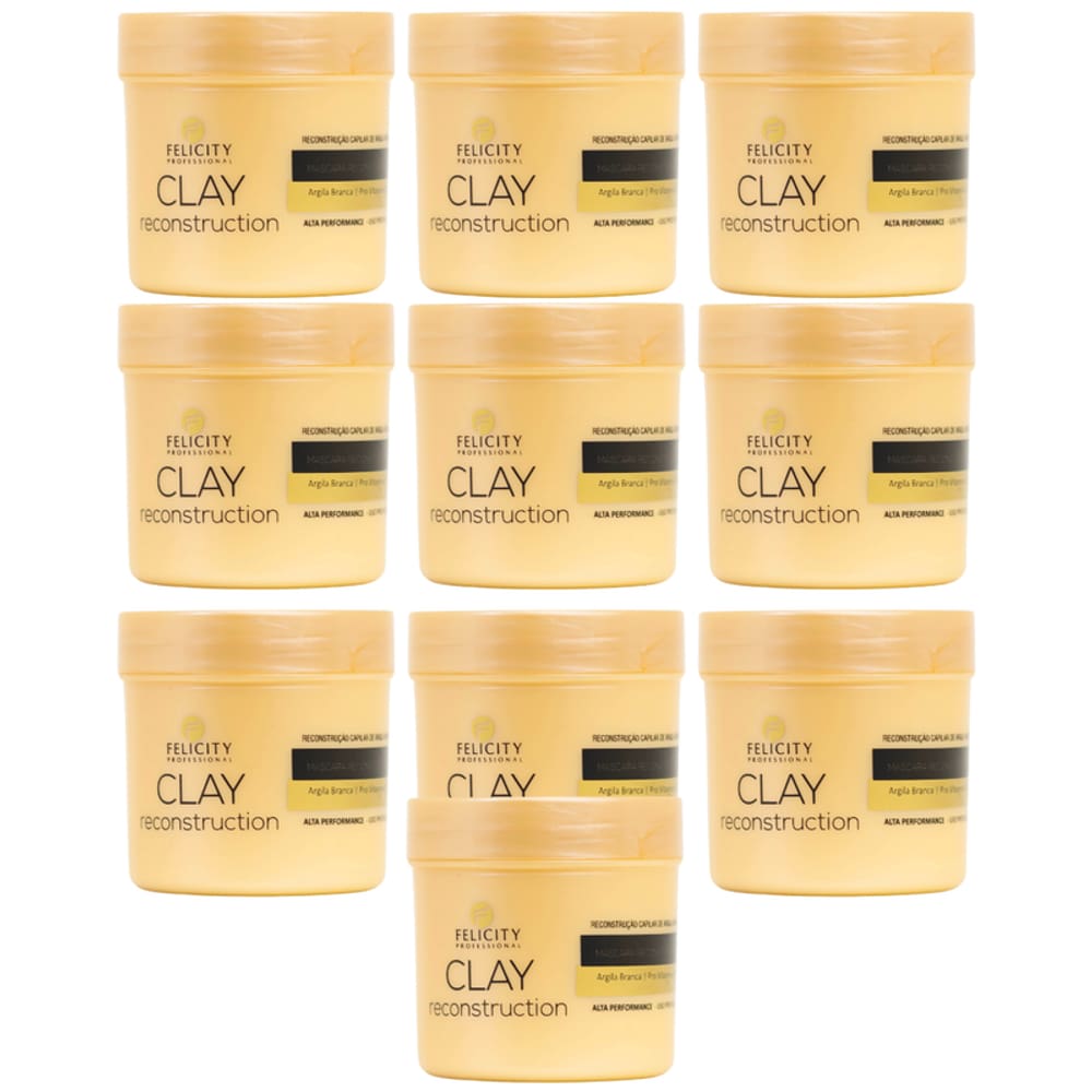 Kit C/10 Capilar Mascara Reconstrução  Argila Felicity 250g