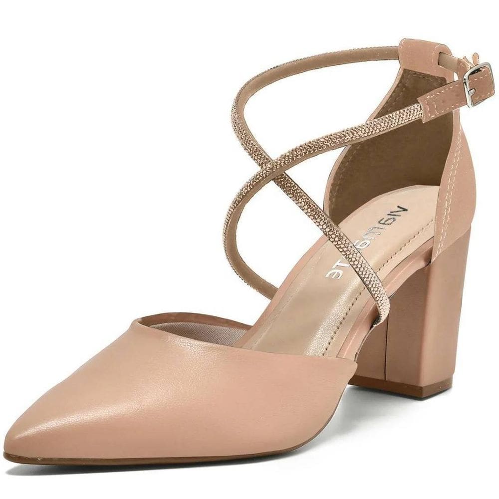 Sapato Scarpin Feminino Elegante Tira Strass Chic Via Marte