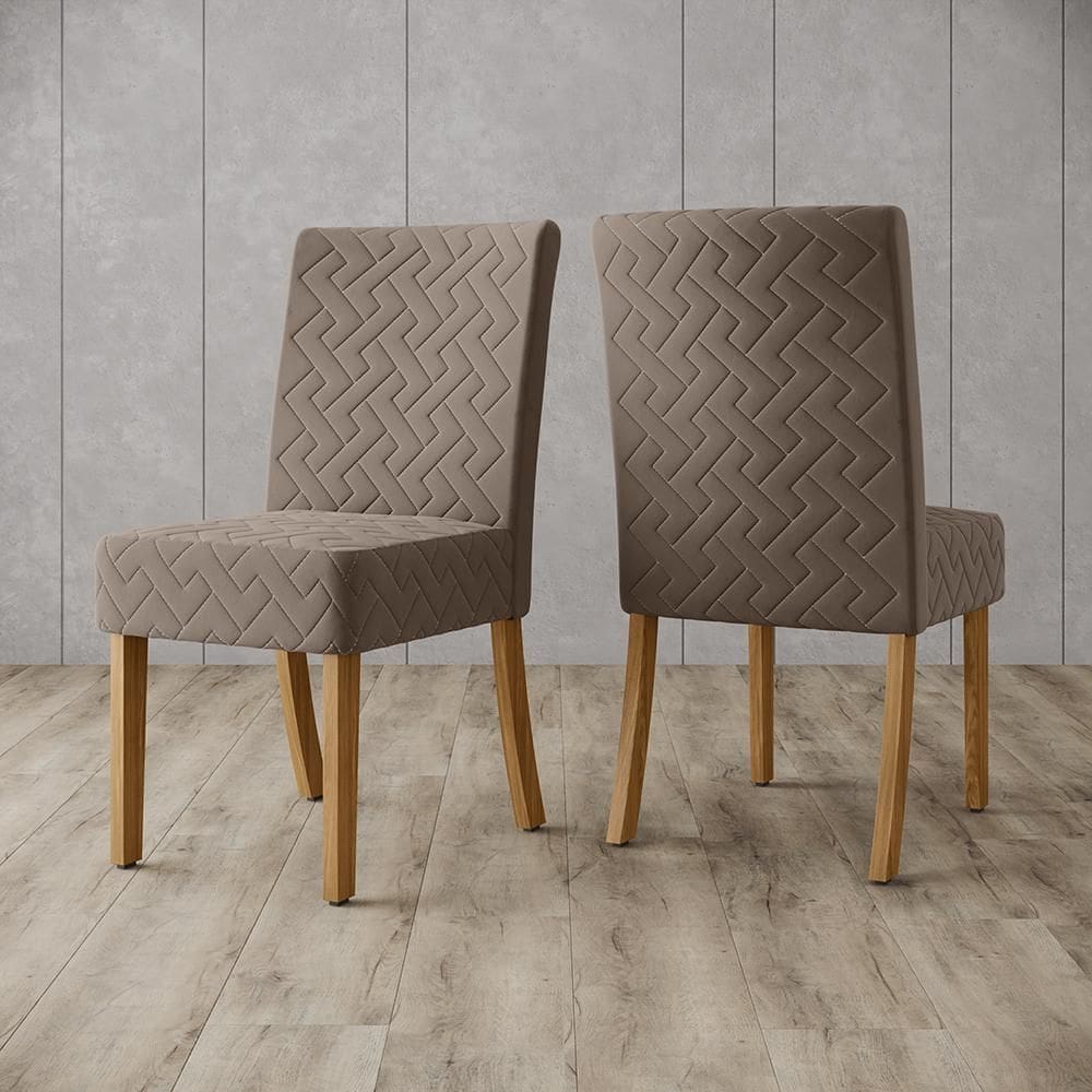 Kit Conjunto 2 Cadeiras para Mesa Sala de Jantar Cozinha Laura Estofada MDF Madeira Marrom Amêndoa