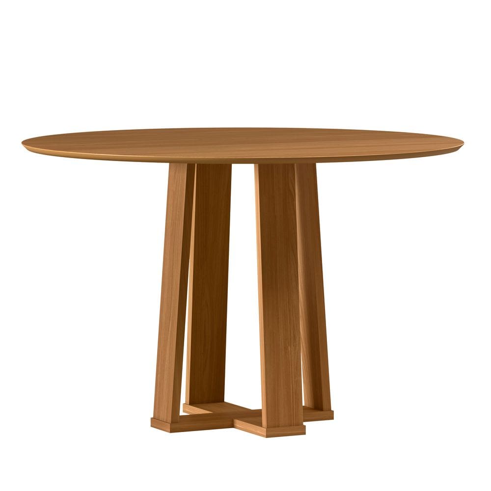 Mesa de Jantar para 4 Lugares 1,17m Tampo Redondo em Mdf Isabela Ypê - New Ceval