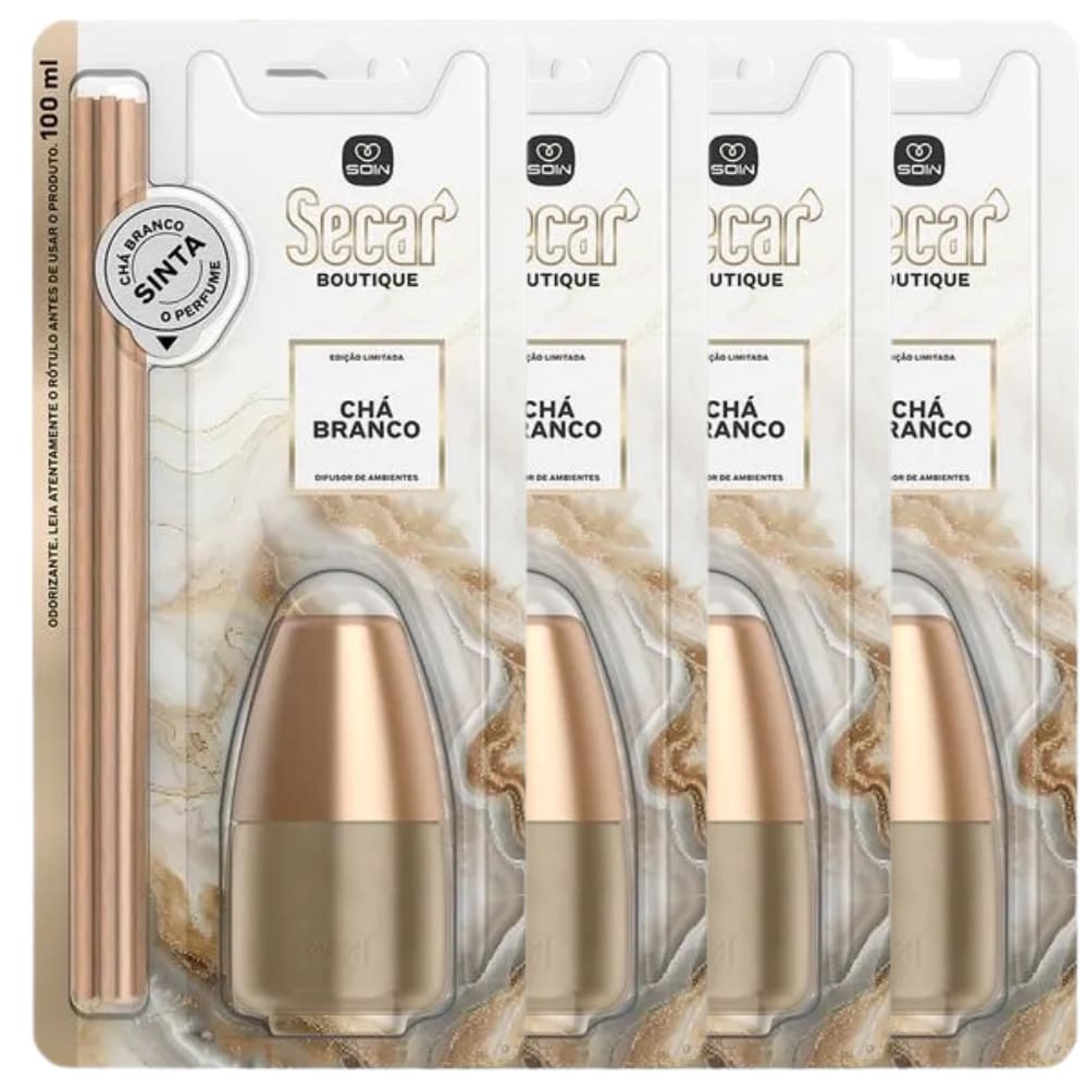 4 Aromatizador Difusor de Ambientes Varetas Chá Branco 100ml