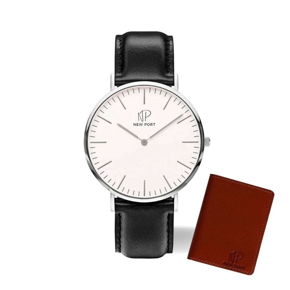 Relógio Masculino Casual Preto Elegante 40mm +Carteira Couro