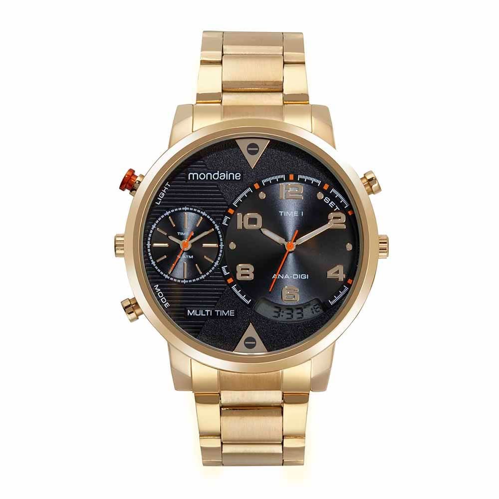 Relógio MONDAINE masculino multi-função dourado 32628GPMVDE1