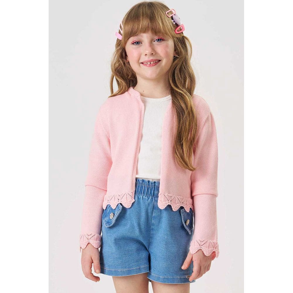 Bolero Infantil Menina Kukiê em Tricot 100% algodão