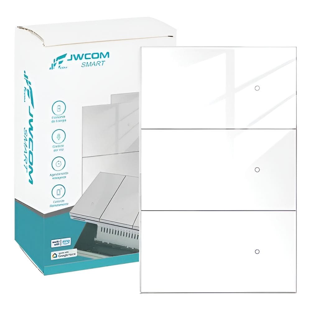 Interruptor Inteligente Tecla Física vidro 3 Botões Zigbee Branco jwcom SA-ZB217C-BR