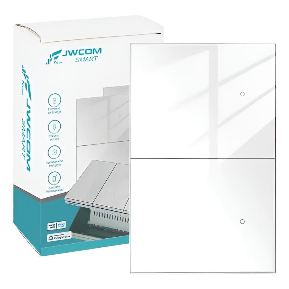 Interruptor Inteligente Tecla Física vidro 2 Botões Zigbee Branco jwcom SA-ZB217B-BR