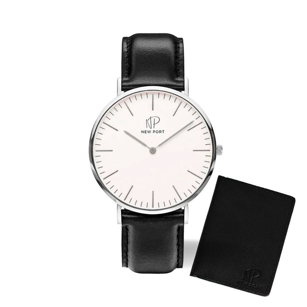 Relógio Preto Masculino Casual Clássico + Carteira Couro