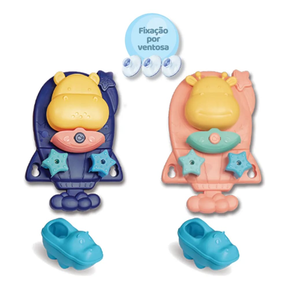 Brinquedo Interativo Hipopótamo Colorido De Banho Polibrinq