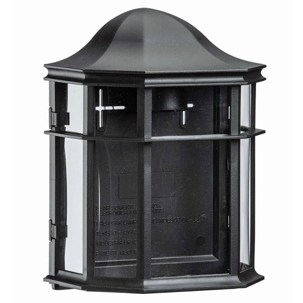 Arandela Externa De Ville Luminária de Parede Retrô Preta Termoplástico 1 Lâmpada Dital