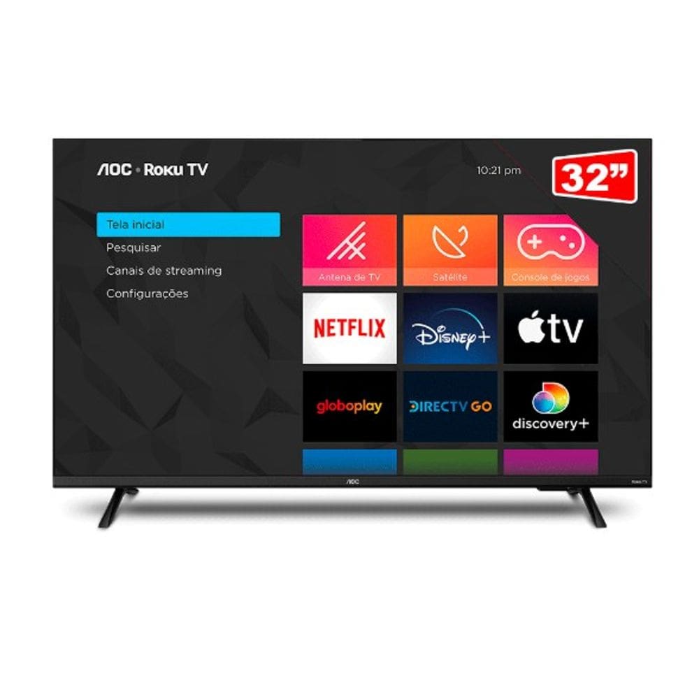 TV Smart AOC Roku 32S5135 32 HD DLED 60 Hz 10 W RMS Bivolt Preto