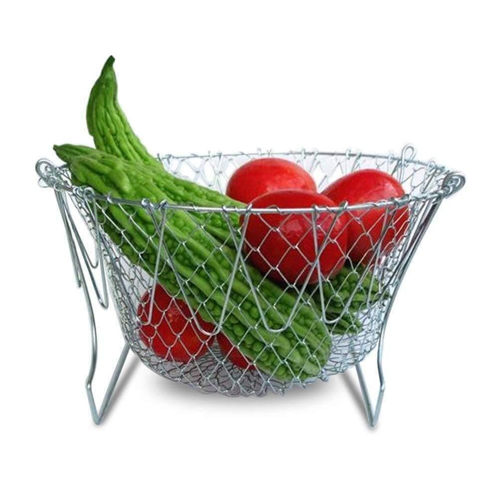 Cesto Para Frituras Cozimento A Vapor 12 Em 1 Inox Fritadeira Dobravel Escorredor Macarrao Fruteira Articulavel