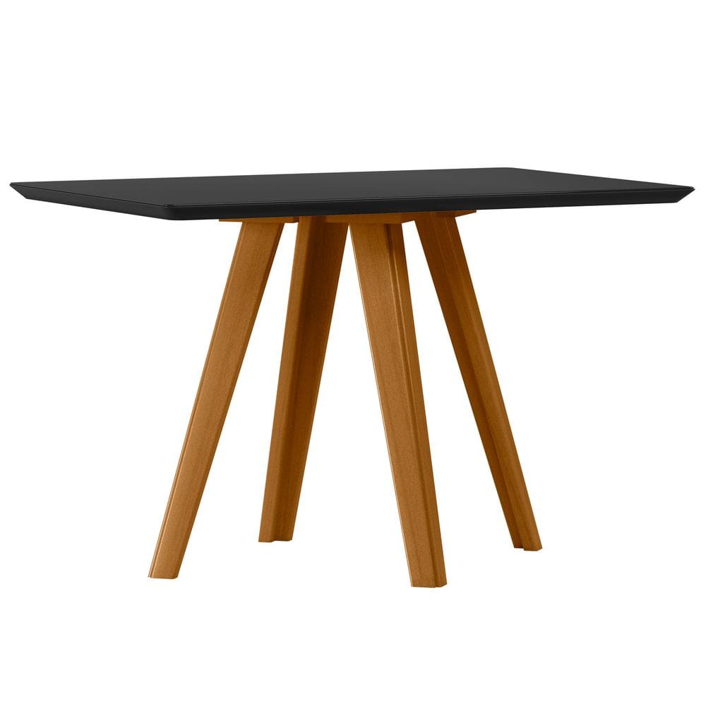 Mesa de Jantar para 4 Lugares 1,20m Tampo Mdf com Vidro MariahYpê/Preto- New Ceval