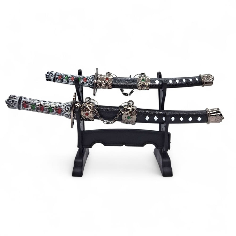 Kit 2 Katanas Espadas Enfeite Samurai Decorativas Detalhadas