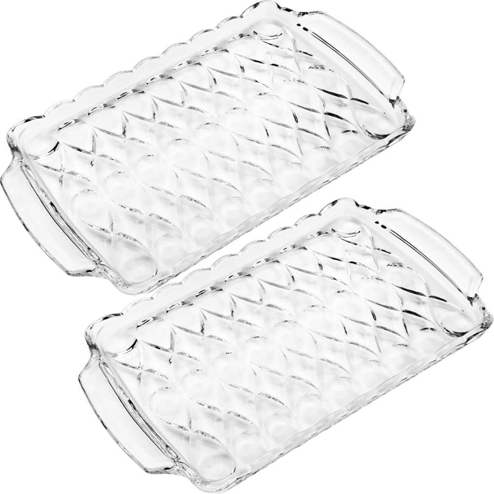 Bandejas Cristal 35x21cm Wolff Angel com Alças Servir Decorar Retangular