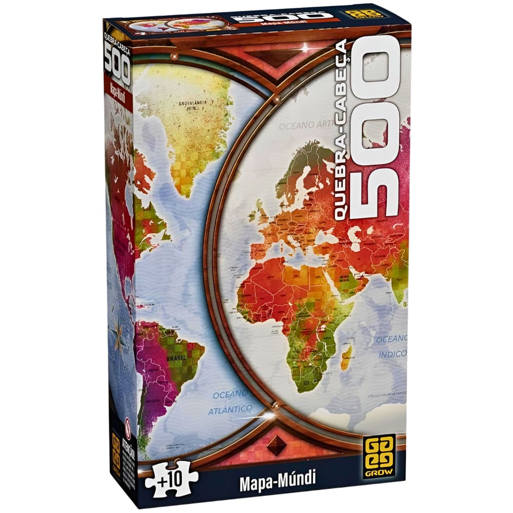 Quebra Cabeça Puzzle 500 Peças Mapa-Múndi Grow