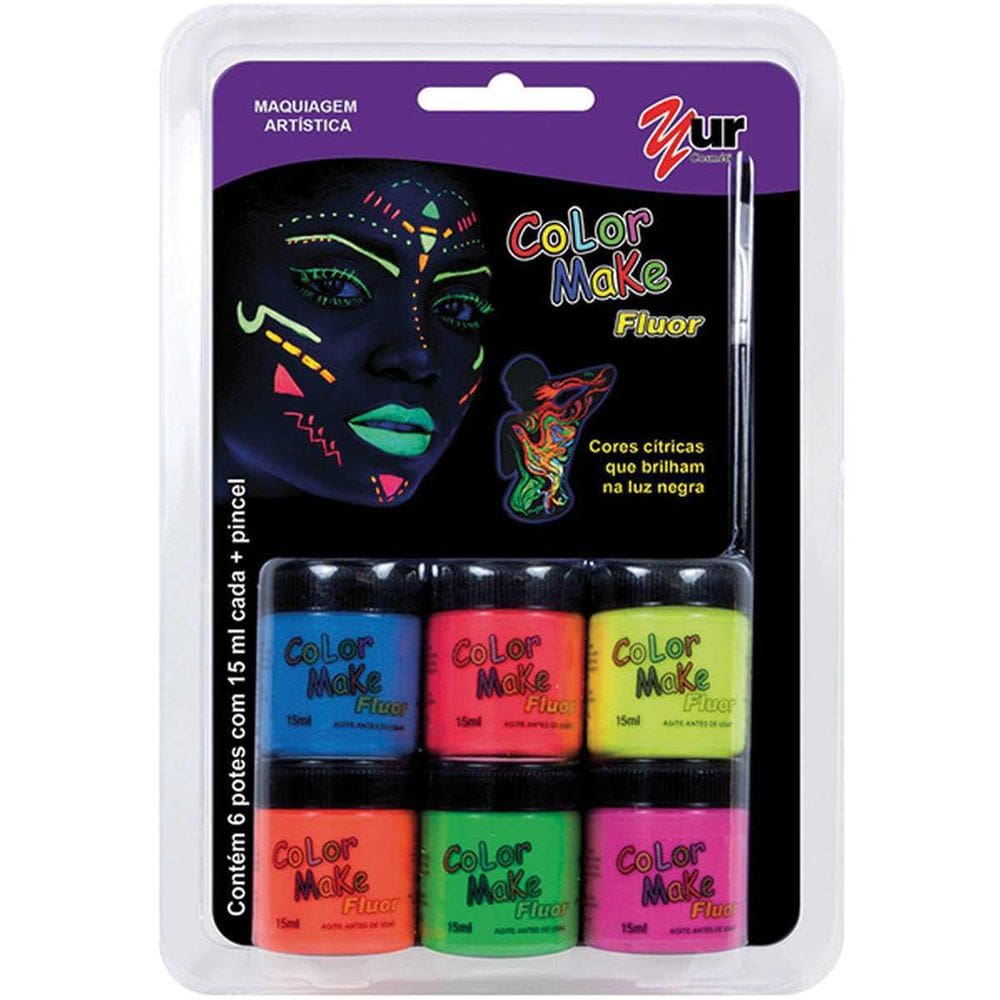 Pintura Facial Liquido Color Make 6 Cores Fluo