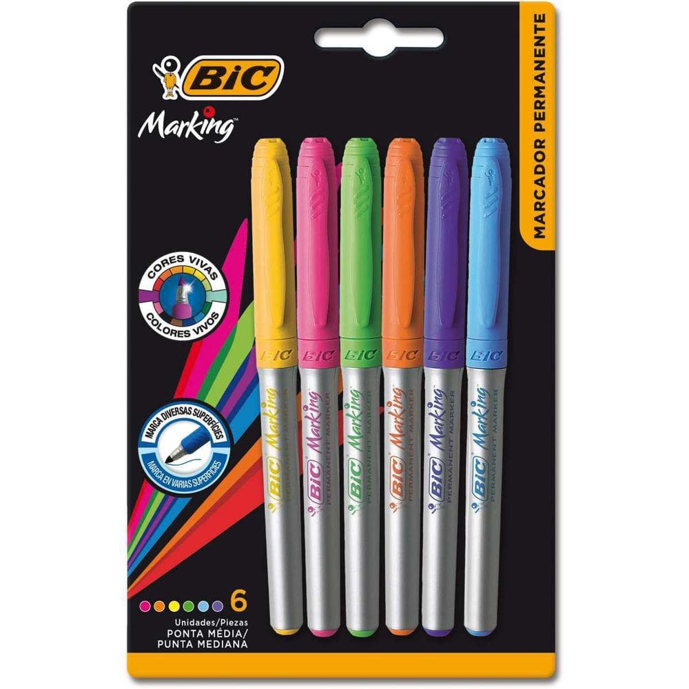 Marcador BIC Marking Colors 1.1mm - 6 unidades