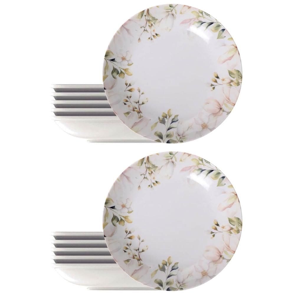 Jogo 12 Pratos Fundos 22cm Tramontina Magnólia Porcelana Sopas Risotos Caldos