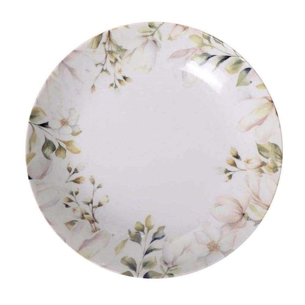 Prato Fundo Tramontina Magnólia Porcelana Decorada 22cm Avulso Mesa Posta