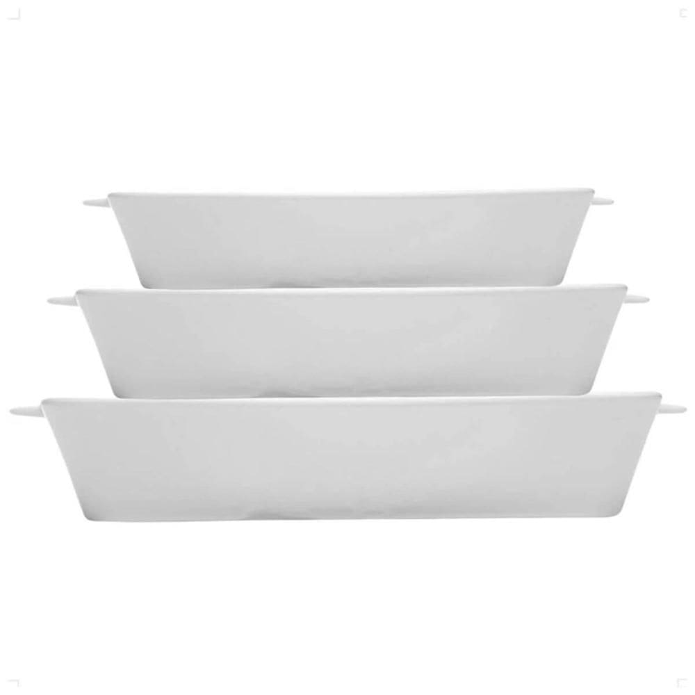 Conjunto 3 Refratários Com Alça Basic Branco Porcelana Lyor Travessas Retangulares